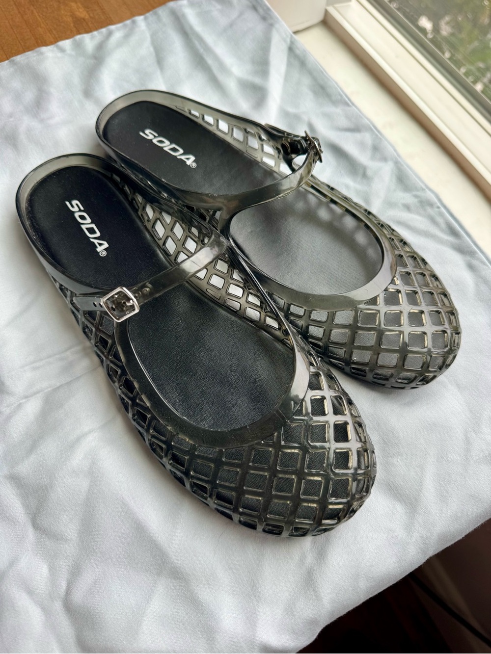 SODA Black Jelly Mary Jane Slide Sandals Flats (Size 8) - Picture 9 of 9